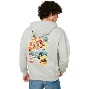 TRENDYOL MAN Sweatshirt - Zwart - Oversize, Grijs, XS