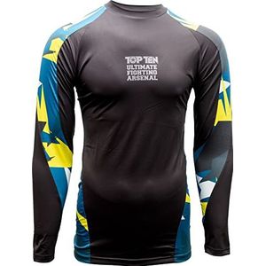 TOP TEN MMA Rash Guard"Jungle", blauw - geel, S
