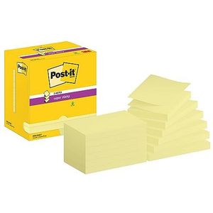 Post-it Super Sticky Z-Notes geel, voordeelverpakking met 8 blokken + 4 gratis blokken, 90 vellen per blok, 76 mm x 76 mm - voor notities, to-do-lijsten en herinneringen
