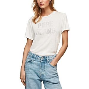 Pepe Jeans Dames NIKO T-shirt, wit, S, Kleur: wit, S