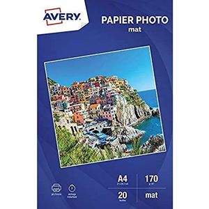 Avery – 20 vellen fotopapier 170 g/m2 mat, formaat A4, inkjetprint,