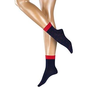 ESPRIT Kleine stippen voor dames, set van 2 stuks, katoen, zwart, wit, vele andere kleuren, versterkte damessokken met patroon, ademend, kleurrijk, dun, met stippen, in multiverpakking, 2 paar, blauw (marine 6120), 35-38 EU