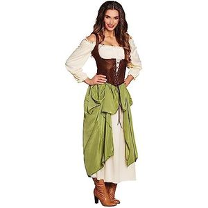 Boland - Kostuum voor volwassenen Middeleeuwse hospita, middeleeuwse vrouw, jurk met blouse, petticoat, corsage, carnaval, Halloween, themafeest