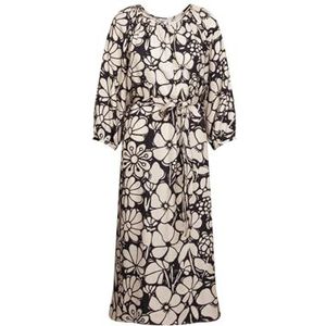 Seidensticker Blousejurk voor dames, met ceintuur, regular fit, maxi-jurk, ronde hals, 3/4-mouw, 100% viscose, Donkerblauw, 38