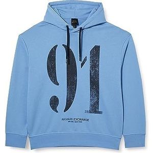 Armani Exchange Heren Comfy Fit, Maxi Number Print Hooded Sweatshirt, blauw, XL