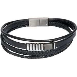 iXXXi Men Leren Heren armband Tyson Zwart | 22.5cm