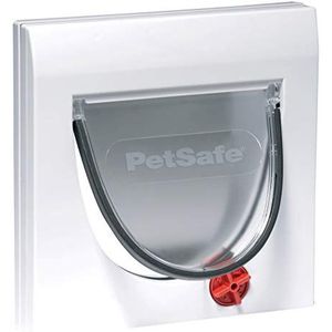 PetSafe Staywell Klassieke kattenklep, 4 sluitopties, magneetsluiting, voor hout, glas, PVC, bakwanden, eenvoudige montage, weerbestendig, met tunnel, zilver, wit, Met tunnel., wit