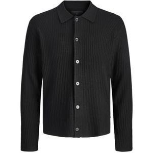 JACK & JONES Jprblaisac Gebreide polo cardigan, zwart, S