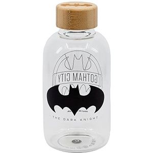 Batman Symbool, herbruikbare waterfles van borosilicaatglas, 620 ml, glazen waterfles met luchtdichte stop