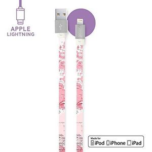 Gocase World Map Pink iPhone oplaadkabel | Lightning-kabel - 1M [Apple MFI-gecertificeerd] geschikt voor iPhone XS Max XS XR X 8 8 Plus 7 7 Plus 6s Plus 6 6 Plus 5 5S SE | iPad Pro/Air