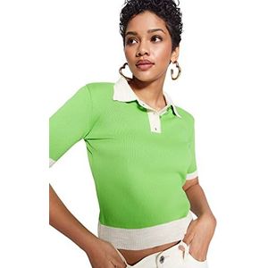 Trendyol Dames Regular Fit Basic Polo Neck Knitwear Sweater, Groen, S