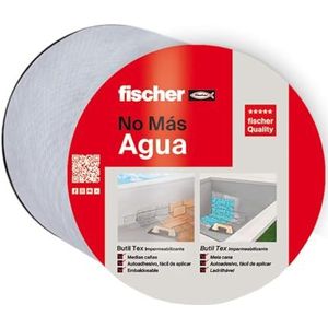 fischer - Butyl-plakband van stof, 10 x 10 cm, voor het afdichten van halve buizen, wit