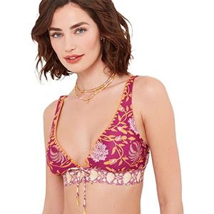 Joe Browns Dames Mix & Match Boho V-hals Gehaakte Detail Bikini Top, Roze, 12, Framboos Multi, 42