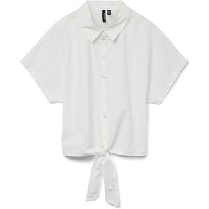 VERO MODA Dames Vmfanni Ss Short Tie Shirt WVN Ga, wit (bright white), S