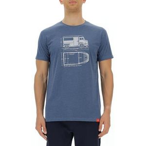 CITROËN O102952-A099 T-shirt H-Type Van Tech-Sketches Grote print voor en kleine print achter C23W T-shirt Heren Blauw Melange Maat XL, blauw-melange, XL