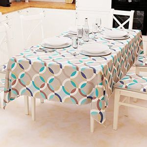 PETTI Artigiani Italiani - Tafelkleed, tafelkleed, tafelkleed voor de keuken van katoen, design cirkel blauw x 24 plaatsen (140 x 450 cm) 100% Made in Italy