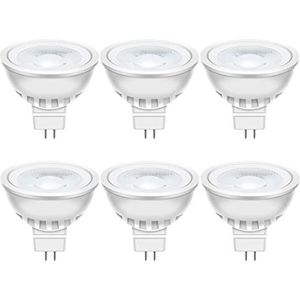 Auting GU5.3 LED warm wit MR16 LED 5W lamp 12V, 50 Watt vervangt, 2700K warm wit 38° stralingshoek LED spot MR16, 560Lm AC/DC 12Volt LED-lamp, niet dimbaar, 6 stuks