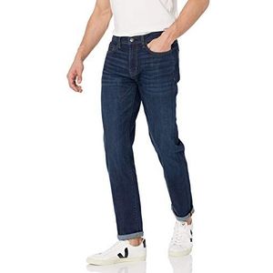Amazon Essentials Men's Hoge spijkerbroek met stretch en slanke pasvorm, Donkere wassing, 35W / 32L