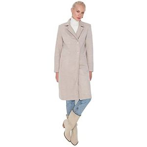 Trendyol Vrouwen Oversized Double-breasted Revers kraag Geweven Jas, Beige, 68