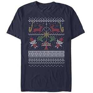 Netflix Unisex Christmas Chronicle Sweater Organic Short Sleeve T-Shirt, Navy Blue, XL, marineblauw, XL