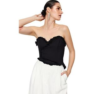 Trendyol Dames Fitted Basic Sweetheart Woven Bustier Basic Hart, Zwart, 34