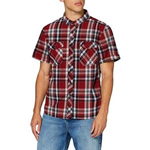 Brandit ROADSTAR Shirt korte mouwen vrije tijd overhemd geruit heren houten case geruit, rood-wit, 5XL