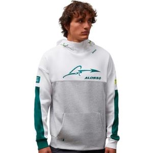 KIMOA Aston Martin F1 Fernando Alonso 2024 Capuchontrui voor heren, wintersweatshirt voor heren, BCI katoen, verstelbare capuchon, XS, Meerkleurig, XS