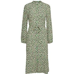 ICHI IHDUNALA DR Vrijetijdsjurk voor dames, 100% viscose, midi-blousejurk met riem, lange mouwen, regular fit, Kelly Green (166138), 38