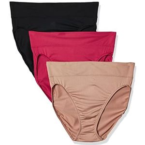 Warner's Women's Allover Breathable Hi-Cut Panty, Vivacious/Toasted Almond/Black, X-Large