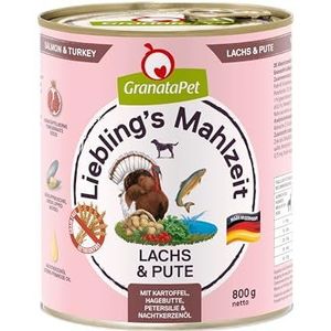 GranataPet Mahlzeit Favourite's Meal Natvoer met zalm en kip van Liebling, 800 g (verpakking van 6)