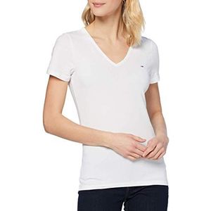 Tommy Jeans TJW Skinny T-shirt met korte mouwen en V-hals, Wit, XS