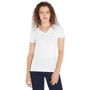 Tommy Jeans S/S gebreide tops voor dames, Wit (wit), XS