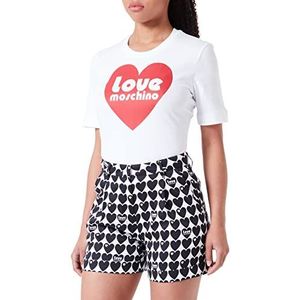 Love Moschino Dames Casual Shorts, Wit Zwart, 48, wit zwart, 48 NL