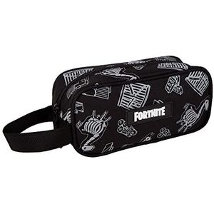 Gamer Case Fortnite Dark Black Gamer Case met reflecterend ontwerp en handvat aan de zijkant - 1 Compartiment Tote - Gevoerde interieur met rits - 11 × 24 × 10 cm - Toybags