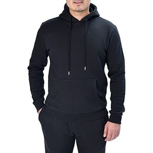 M17 Mens Recyled Pullover Hoodie Casual Hooded Sweatshirt Hoody Jumper Top Klassieke Plain Jas Lange Mouw met Pocket, Zwart, XL
