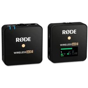 RØDE Wireless GO II Single Ultracompact dubbelkanaals draadloos microfoonsysteem met ingebouwde microfoon, on-board opname en 200 m bereik voor filmmaken, interviews en contentcreatie (enkele set)