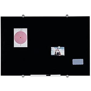 Bi-Office Flow magneetbord van glas, droog afwasbaar, kleur zwart, 60 x 45 cm
