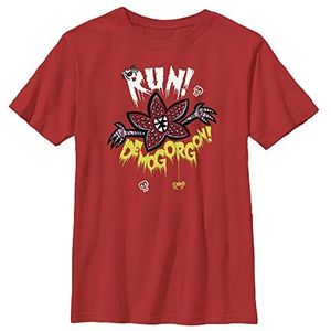 Stranger Things Uniseks Run Away T-shirt met korte mouwen, rood, eenheidsmaat, rood, Eén maat