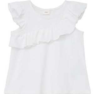 s.Oliver Junior Girl's T-shirt met volants, wit, 92/98, wit, 92/98 cm