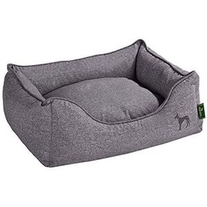 HUNTER Boston Hondenbank, hondenbed, omkeerbaar kussen met pluche bekleding, onderhoudsvriendelijk, 100 x 70 cm, grijs