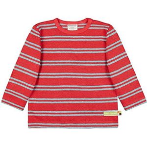 loud + proud Uniseks babystrepen met linnen, GOTS-gecertificeerd T-shirt, chili, 62/68 cm