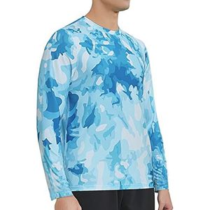 MEETWEE Uv-hemd met lange mouwen voor heren, badpak, uv-bescherming UPF 50+, losse pasvorm, rashguard met lange mouwen voor surfen, zwemmen en hardlopen, Blauw, XL