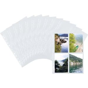 HERMA 7585 Fotophan fotozichthoezen wit (10 x 15 cm hoog, 10 hoesjes, folie) met etikettering en euro-perforatie voor mappen en ringboeken, aan beide zijden bruikbare fotohoezen