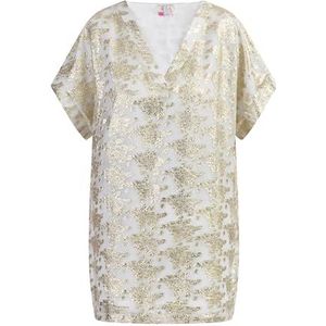 NAEMI dames tuniek, Wolwit met gouden bloemen, M