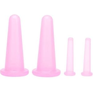 4 Stks Cupping Set Massage Therapie Cups Flexibele Reinigbare Gezicht Massager Anti Cellulite Siliconen Cups Kit voor Gezicht en Lichaam(roze)