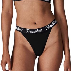 Franklees Dames tanga zwart bikini stijl ondergoed, Zwart, M