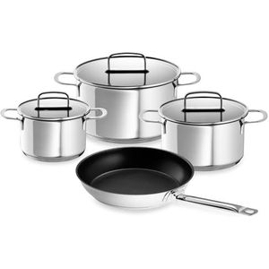 Schulte-Ufer Industar pannenset, 4-delig, roestvrij staal, incl. testwinnaar braadpan Industar DIAMAS-Pro (163059-28), inductie