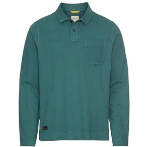 camel active Poloshirt met lange mouwen voor heren van puur katoen, donkergroen, L