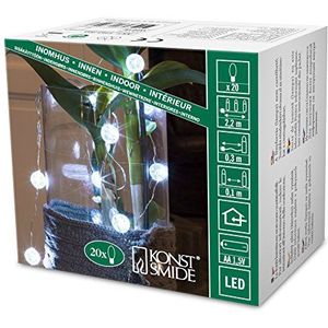 Konstsmide LED decoratieve lichtketting, sneeuwballen, 20 koud witte diodes, werkt op batterijen, binnen, transparante kabel, 3 x AA 1,5 V (excl.) - 3163-203