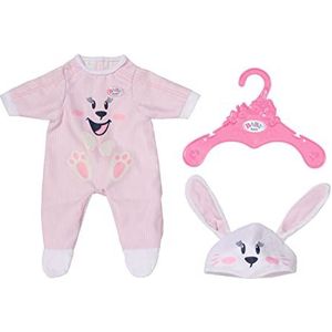 BABY born Bunny knuffelpak 834473 - Konijnenprint onesie met bijpassende muts voor 43cm poppen - Pop niet inbegrepen - Geschikt voor kinderen vanaf 3+ jaar.